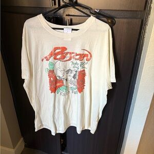 Poison Graphic Tee with Skull and Roses